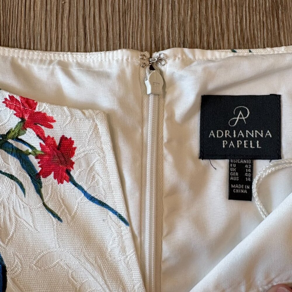 Adrianna Papell Floral Jacquard Fit & Flare Dress - Size 10 - Picture 3 of 7